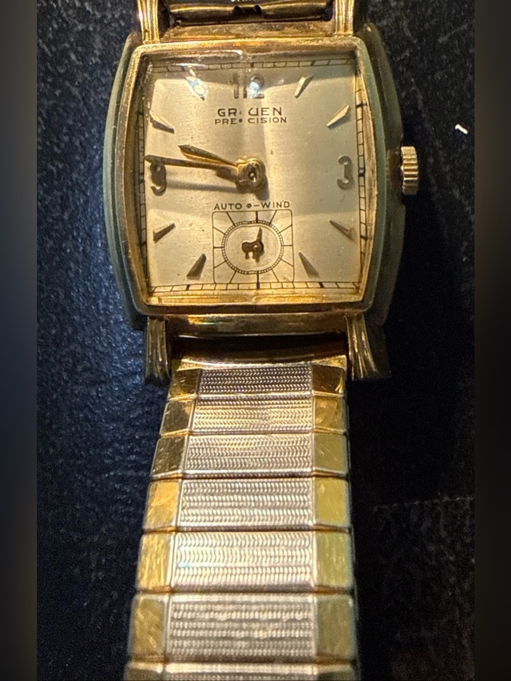 Gruen Precision Tank Square Vintage 10k GF GOLD FILLED APEX Auto Wind Mens Watch